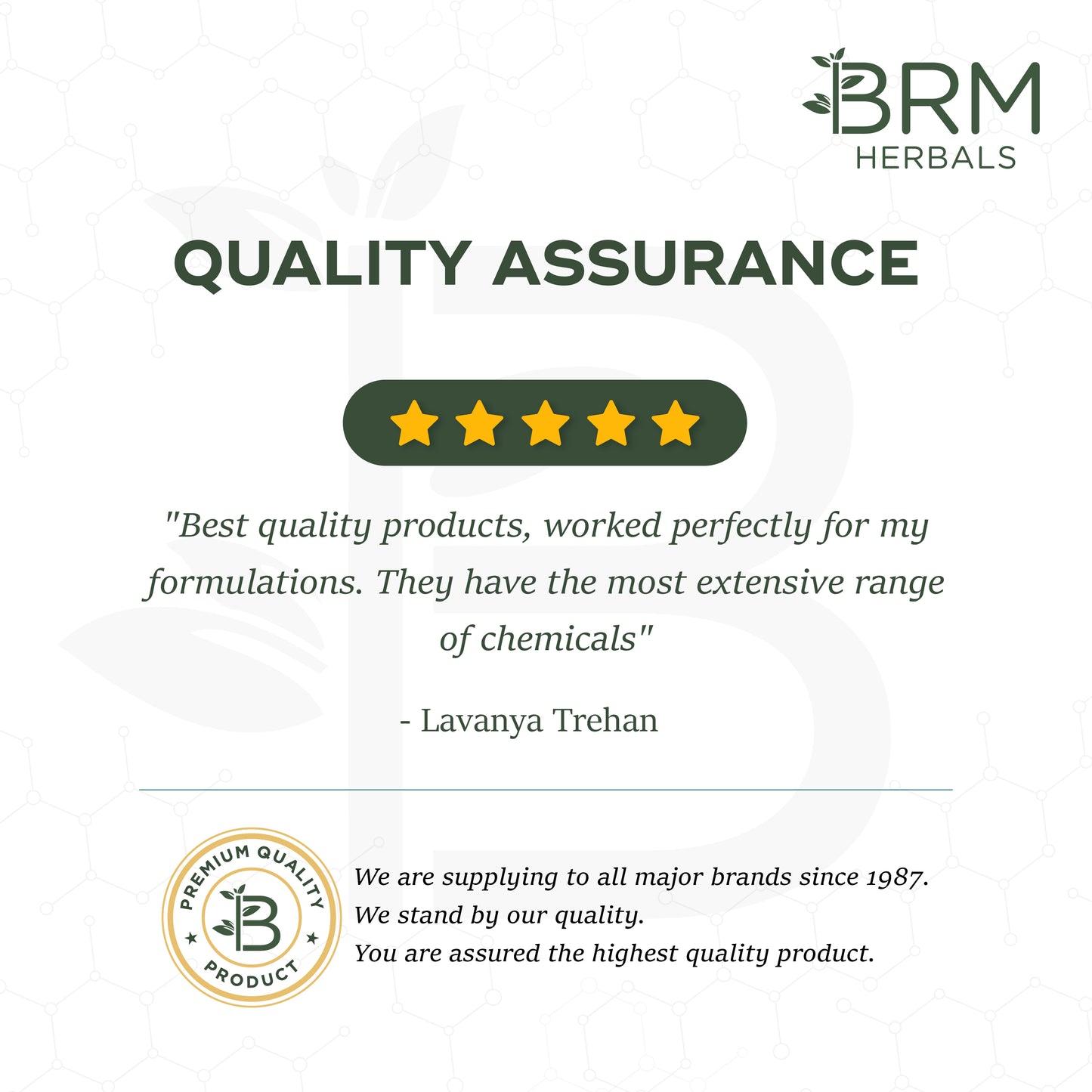 brm chemicalss' poster for quality assurance product