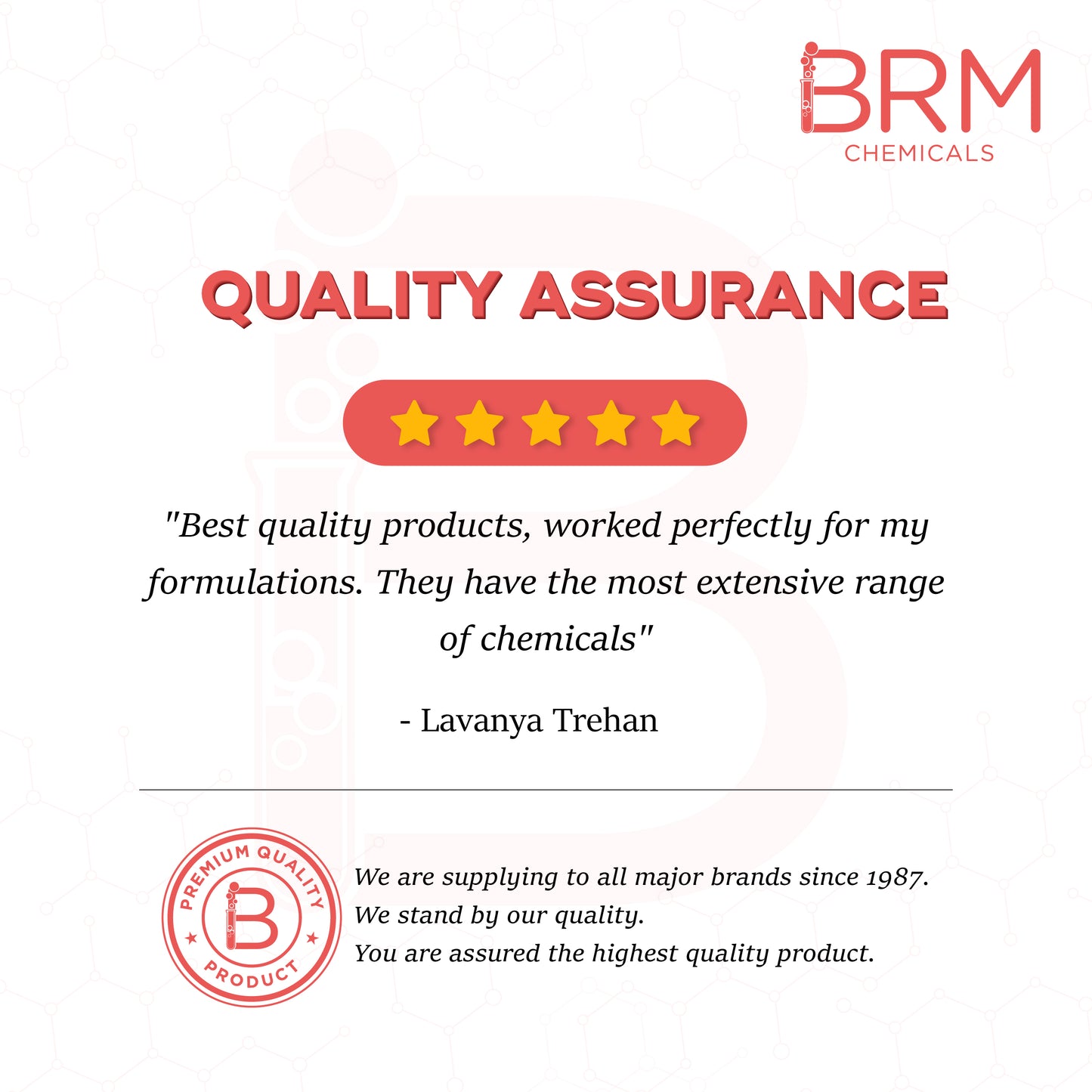 brm chemicals' poster for quality assurance