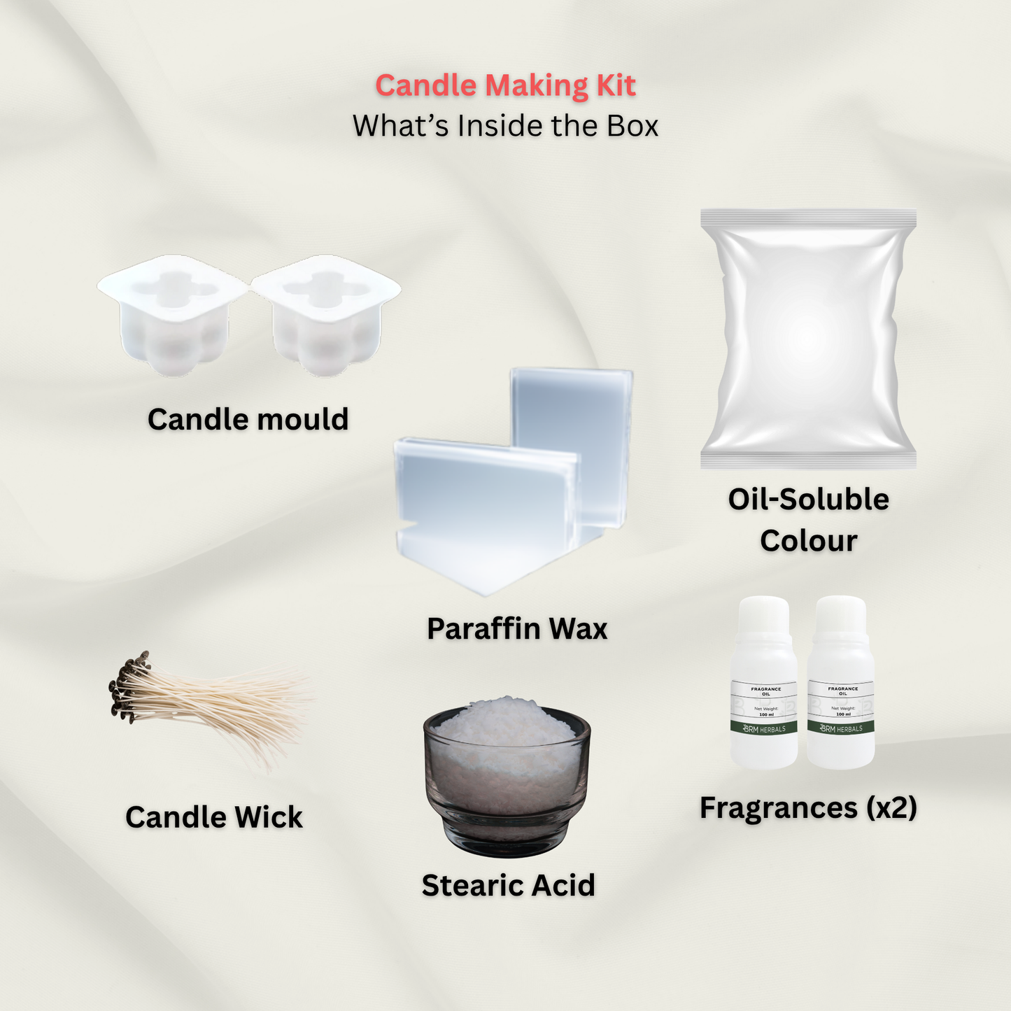 BRM Paraffin Candle Making Kit with Velvet Rose & Midnight Jasmine Fragrance Oils