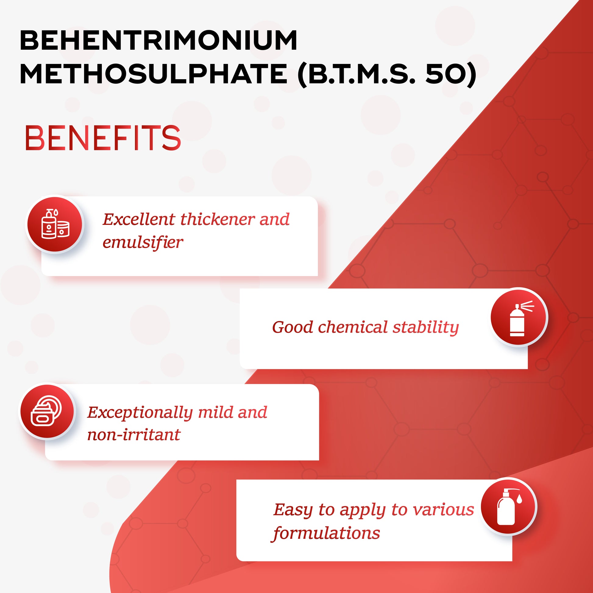 COSMETICS FORMULATION SCHOOL on Instagram: BTMS 50 restocked!! INCI:  Behentrimonium methosulfate (and) Cetyl Alcohol Behentrimonium Methosulfate  is a quaternary ammonium salt derived from the natural rapeseed Oil. It is  a conditioning agent
